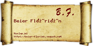 Beier Flórián névjegykártya